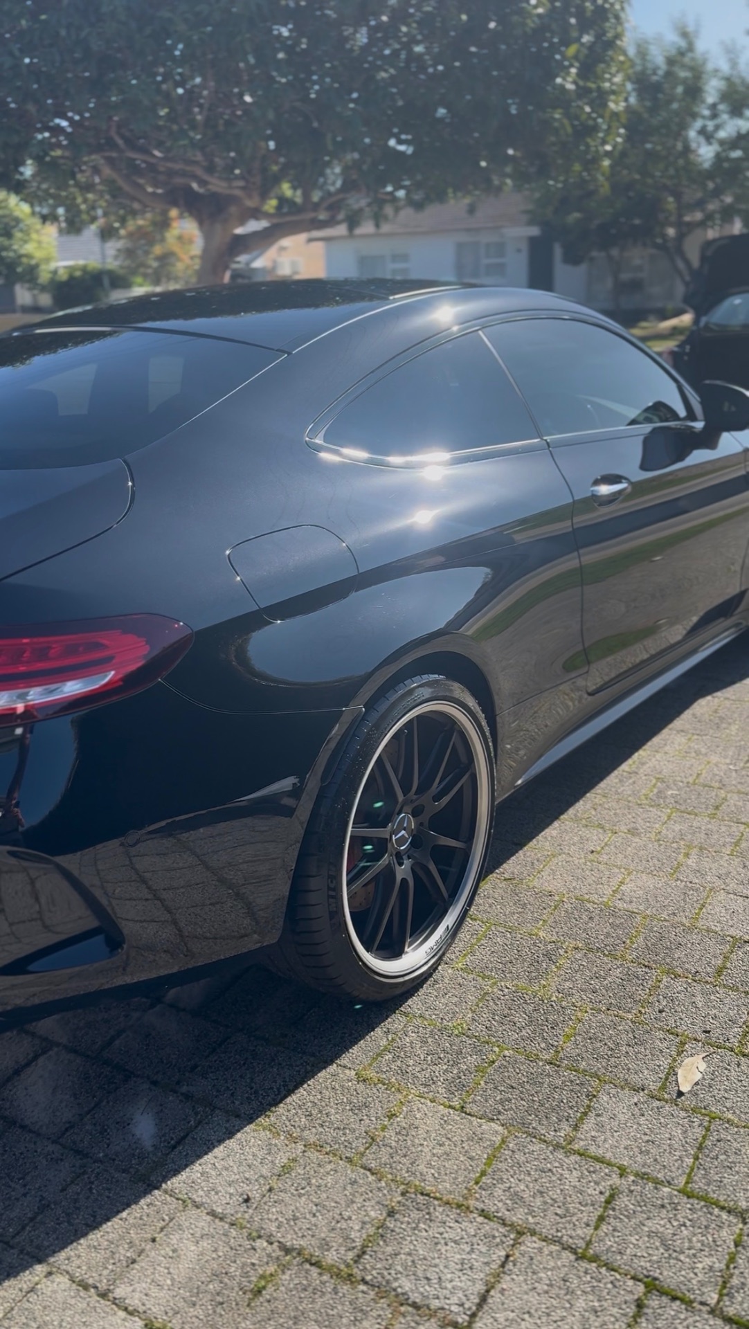 Mobile car detailing Perth — black Mercedes C-Class coupe exterior detail